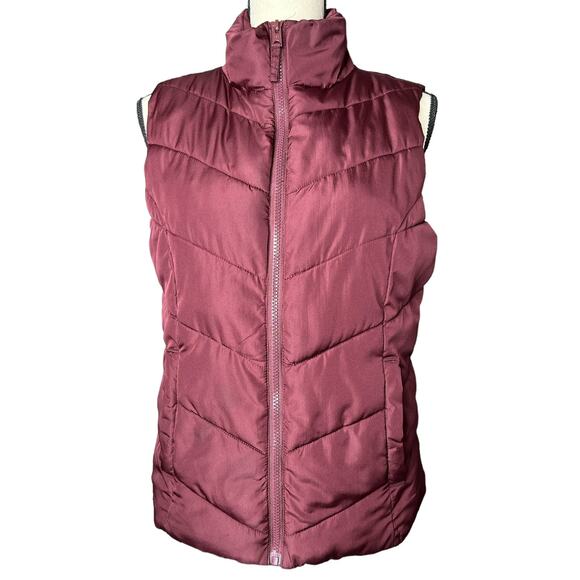 Aeropostale Women's Remixed Down Vest full zipper in Burgundy Size M - Picture 1 of 5